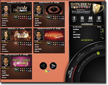 Golden Ball Live Dealer roulette tournament at LeoVegas.com